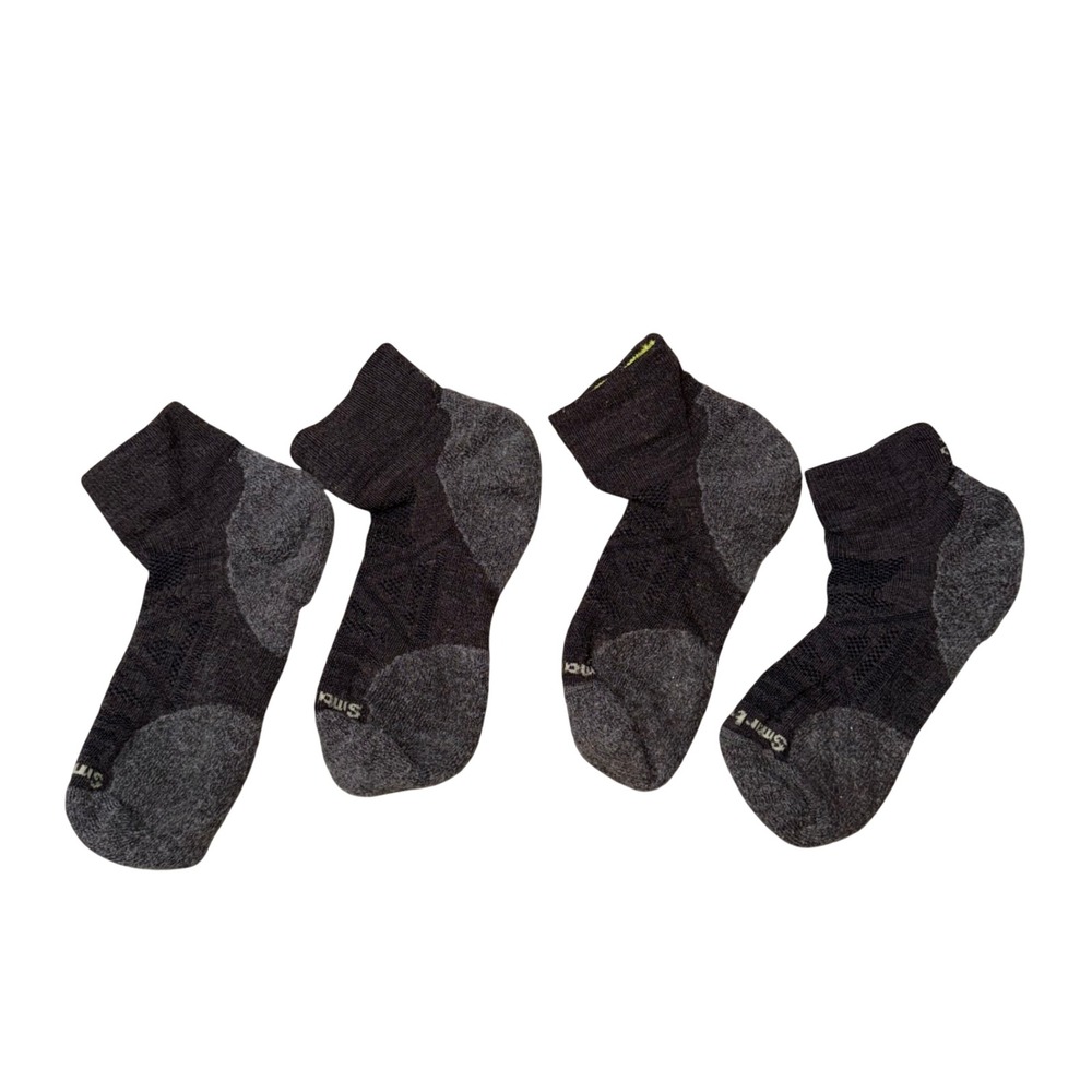 Smartwool PhD Light Mini Socks Mens Medium Black Grey Excellent Merino Wool 2Pk